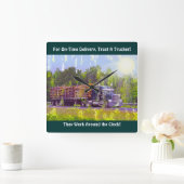 時間通りの配達記録のトラックの柱時計 スクエア壁時計 (ホーム)