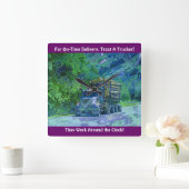 時間通りの配達記録のトラックの柱時計 スクエア壁時計 (ホーム)