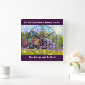 時間通りの配達記録のトラックの柱時計 スクエア壁時計 (ホーム)