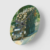 時間通りの配達記録のトラックの柱時計 ラウンド壁時計 (傾斜)