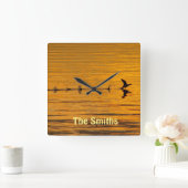 時間飛んでいる枠を抜ける スクエア壁時計 (ホーム)