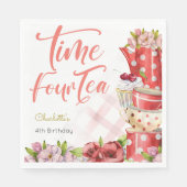 時間4お茶、4歳の誕生日子供へ スタンダードランチョンナプキン (正面)