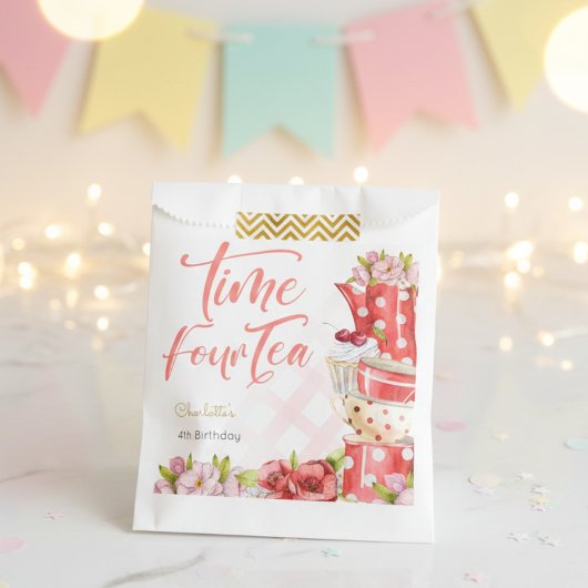時間4お茶、4歳の誕生日子供へ フェイバーバッグ