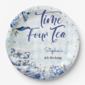時間4お茶、4歳の誕生日子供へ ペーパープレート (正面)