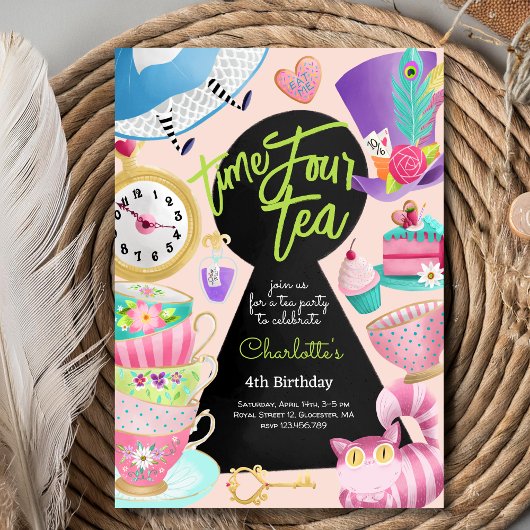 時間4お茶、4歳の誕生日 招待状