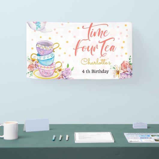 時間4お茶、4番目のお茶の誕生日 横断幕 (トレードショー)