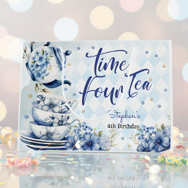 時間4お茶、4番目のフローラ子供へ誕生日 ラージペーパーバッグ
