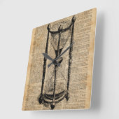 時間,アンティーク砂時計,砂時計ヴィンテージブックページ スクエア壁時計 (傾斜)