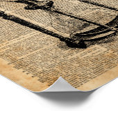 時間，アンティーク砂時計，砂時計ヴィンテージブックページ ポスター (角)