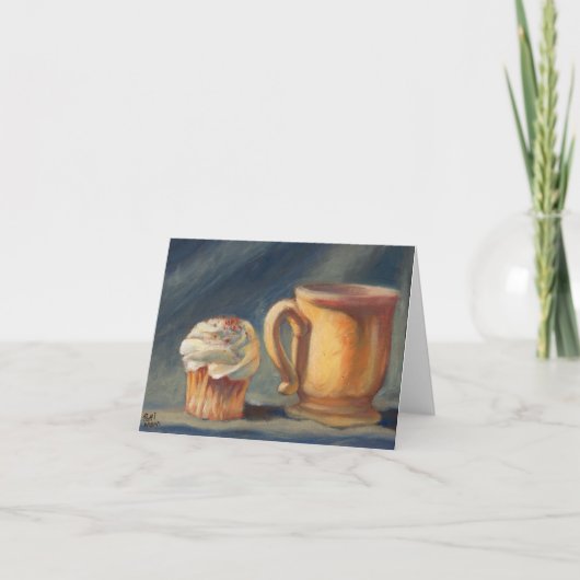 "時間"、コーヒー及びカップケーキの挨拶状を壊して下さい カード (正面)