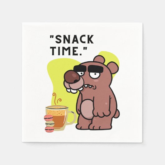 時間！ – 動物 – おもしろいコーヒー – クッキー スタンダードカクテルナプキン (正面)