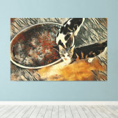 時食べ物を与え間だ！ キャンバスプリント (インサイチュ (ウッドフロア))