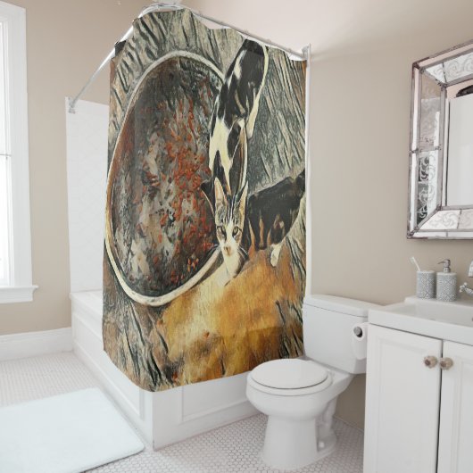 時食べ物を与え間だ！ シャワーカーテン (インサイチュ)