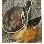 時食べ物を与え間だ！ シャワーカーテン (正面)