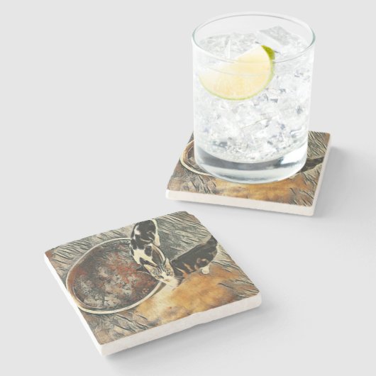 時食べ物を与え間だ！ ストーンコースター (横)