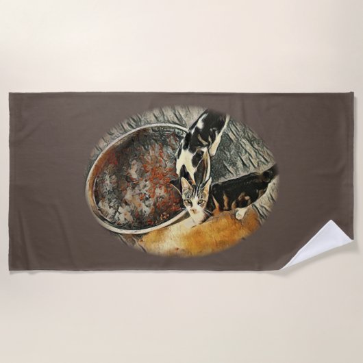 時食べ物を与え間だ！ ビーチタオル (正面)