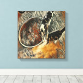 時食べ物を与え間だ！ – 茶色のトリム キャンバスプリント (インサイチュ (ウッドフロア))