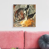 時食べ物を与え間だ！ – 茶色のトリム キャンバスプリント (インサイチュ (リビング))