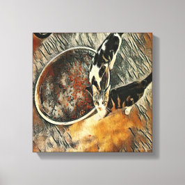 時食べ物を与え間だ！ – 茶色のトリム キャンバスプリント