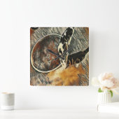 時食べ物を与え間！ スクエア壁時計 (ホーム)