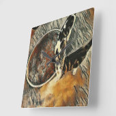 時食べ物を与え間！ スクエア壁時計 (傾斜)