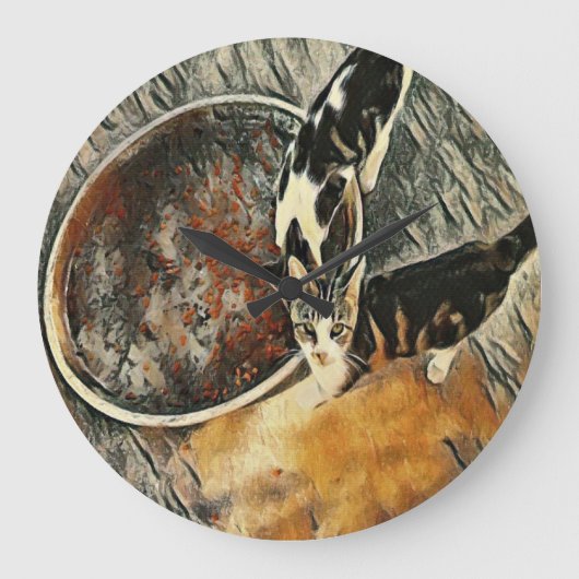 時食べ物を与え間！ ラージ壁時計 (正面)