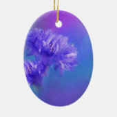晩夏の花フローラブルーパープルコーンフラワー セラミックオーナメント (裏面)