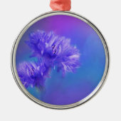 晩夏の花フローラブルーパープルコーンフラワー メタルオーナメント (正面)