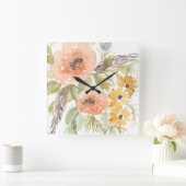 晩夏の花 スクエア壁時計 (ホーム)