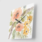 晩夏の花 スクエア壁時計 (傾斜)