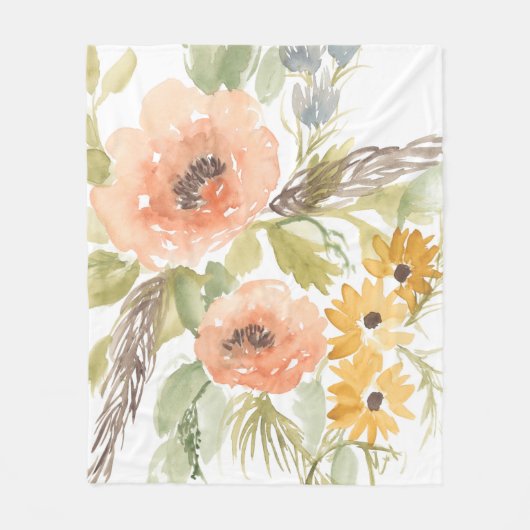 晩夏の花I フリースブランケット (正面)