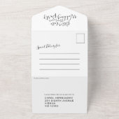 晩婚パーティーの出欠届け写真白黒 オールインワン招待状 (外側)