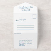 晩婚パーティーの出欠確認写真青白 オールインワン招待状 (外側)