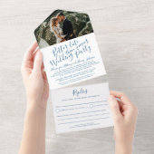 晩婚パーティーの出欠確認写真青白 オールインワン招待状 (貼ってはがせる)