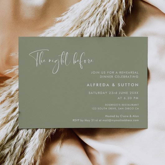 晩餐の前日の夕食　リハーサルディナー 招待状