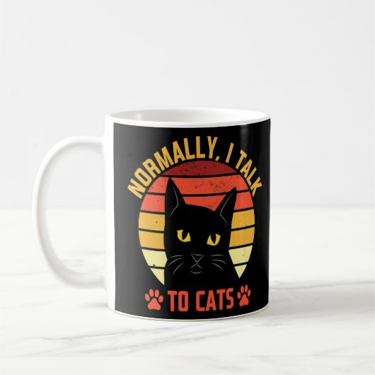 普段は猫と話すママのユーモア猫パパフリー コーヒーマグカップ (左)