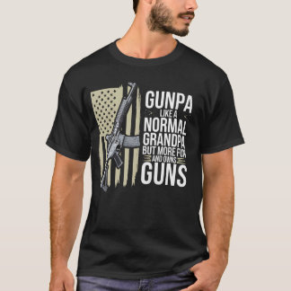 普通のおじいちゃんみたいだけど楽しいアメリカ国旗のガンパパ Tシャツ