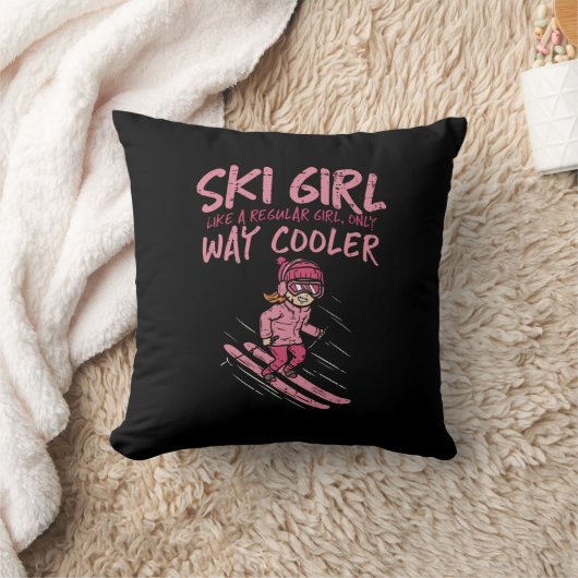 普通のおもしろい女の子のようにスキーの女の子がクールウェイ クッション (ブランケット)