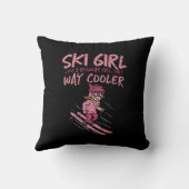 普通のおもしろい女の子のようにスキーの女の子がクールウェイ クッション (裏面)