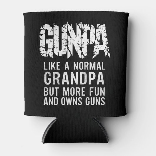 普通のじいちゃんより楽しくて銃を持ってるじいちゃんみたい 缶クーラー (正面)