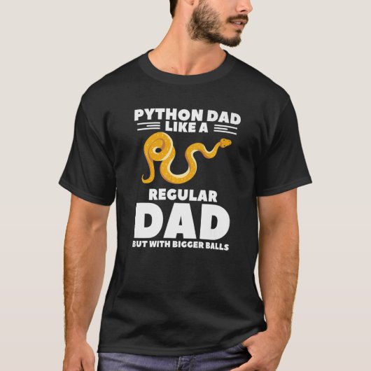 普通のパパのように大きなボールを持つPythonのパパ Tシャツ (正面)