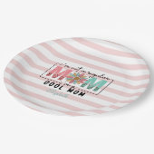 普通のママじゃない ピンクストライプのママ ペーパープレート (アングル)