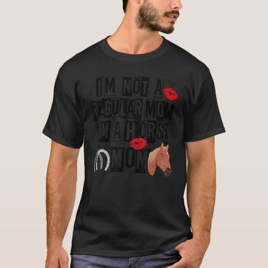 普通のママじゃない 馬好きママ かっこいい レトロ Tシャツ (正面)