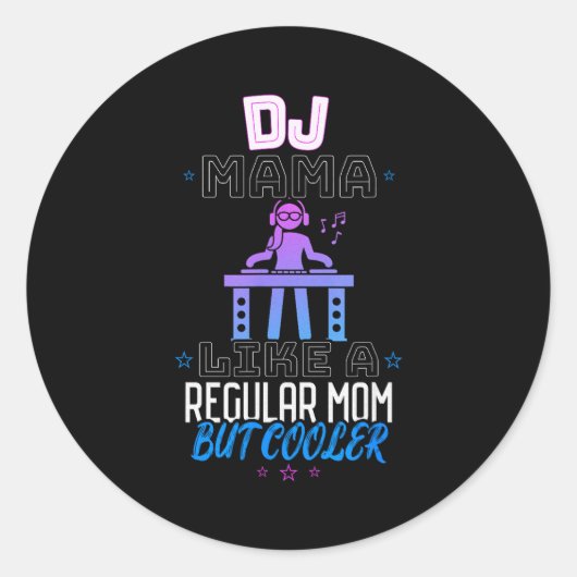 普通のママみたいだけどクールなDJママ ラウンドシール (正面)