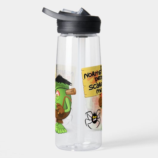 「普通の人々は私を怖がらせる」フランケンシュタインキャラクター ウォーターボトル (右面)