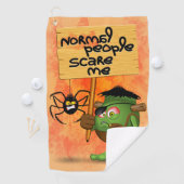 「普通の人々は私を怖がらせる」フランケンシュタインキャラクター ゴルフタオル (インサイチュ)