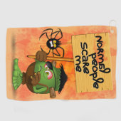 「普通の人々は私を怖がらせる」フランケンシュタインキャラクター ゴルフタオル (横)