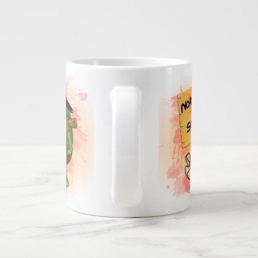 「普通の人々は私を怖がらせる」フランケンシュタインキャラクター ジャンボコーヒーマグカップ (裏面)