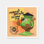 「普通の人々は私を怖がらせる」フランケンシュタインキャラクター スタンダードカクテルナプキン (正面)