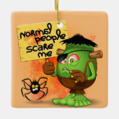 「普通の人々は私を怖がらせる」フランケンシュタインキャラクター セラミックオーナメント (正面)